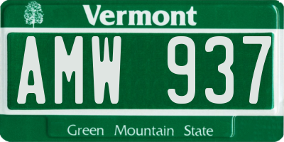 VT license plate AMW937
