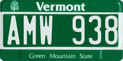 VT license plate AMW938