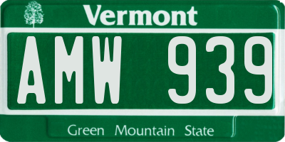 VT license plate AMW939