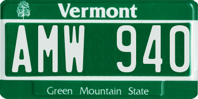 VT license plate AMW940