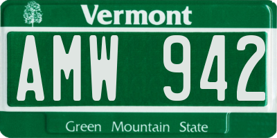 VT license plate AMW942