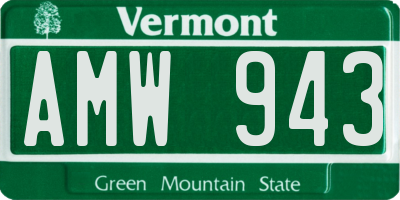 VT license plate AMW943