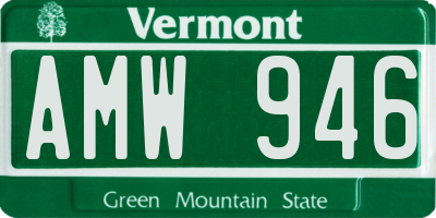VT license plate AMW946