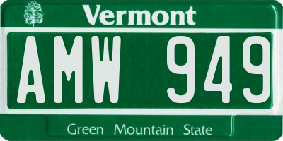 VT license plate AMW949