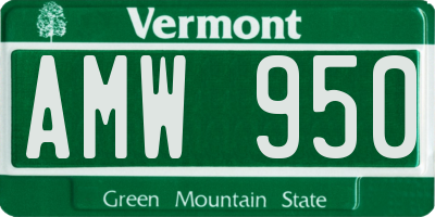 VT license plate AMW950