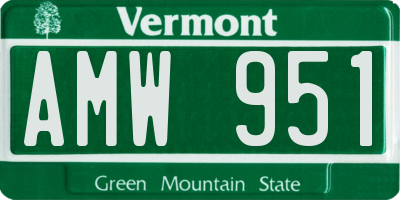 VT license plate AMW951