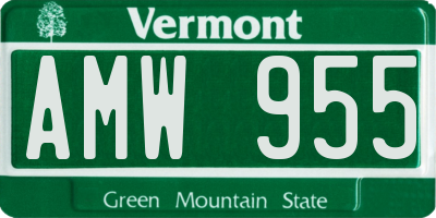 VT license plate AMW955
