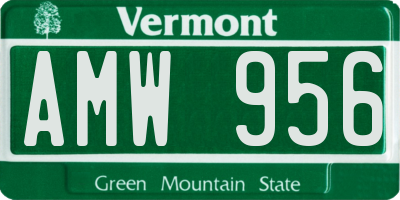 VT license plate AMW956