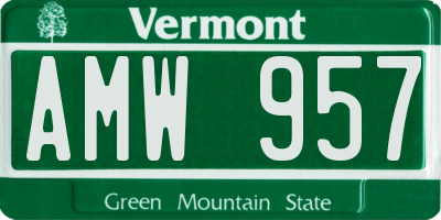 VT license plate AMW957