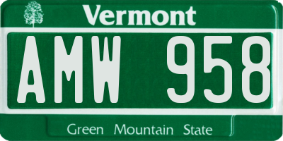 VT license plate AMW958