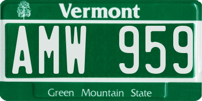 VT license plate AMW959
