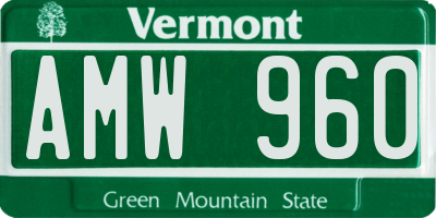 VT license plate AMW960
