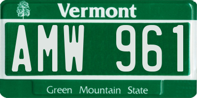 VT license plate AMW961