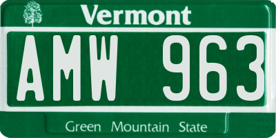 VT license plate AMW963