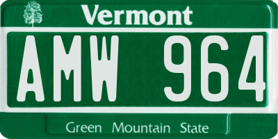 VT license plate AMW964