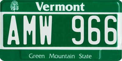 VT license plate AMW966