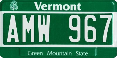 VT license plate AMW967