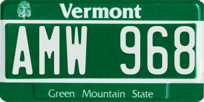 VT license plate AMW968
