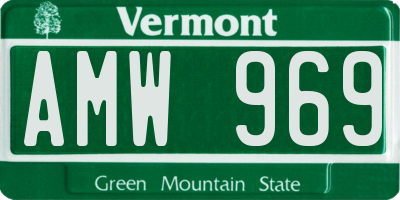VT license plate AMW969