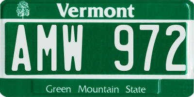 VT license plate AMW972