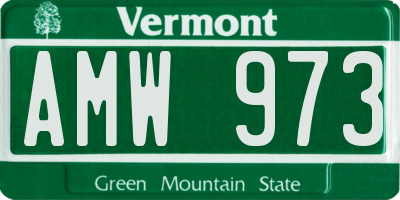 VT license plate AMW973