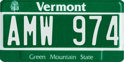 VT license plate AMW974