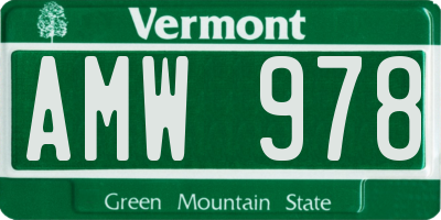 VT license plate AMW978