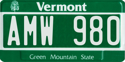VT license plate AMW980