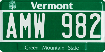 VT license plate AMW982