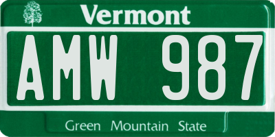 VT license plate AMW987