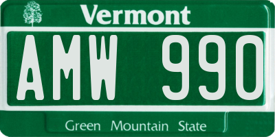 VT license plate AMW990