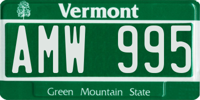VT license plate AMW995