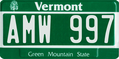 VT license plate AMW997