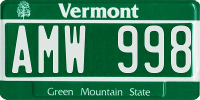 VT license plate AMW998