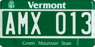 VT license plate AMX013