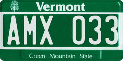 VT license plate AMX033