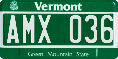 VT license plate AMX036