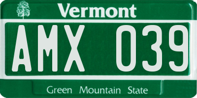 VT license plate AMX039