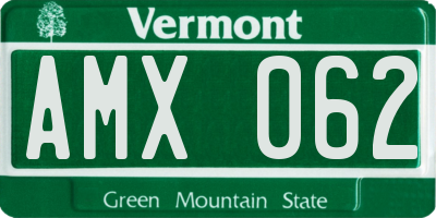VT license plate AMX062
