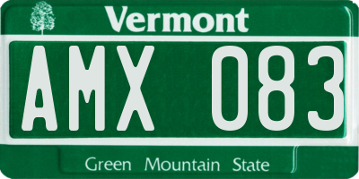 VT license plate AMX083