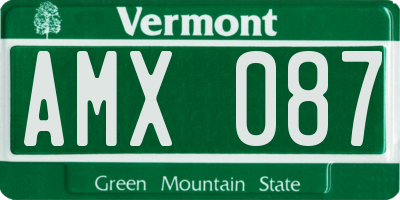 VT license plate AMX087
