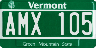 VT license plate AMX105