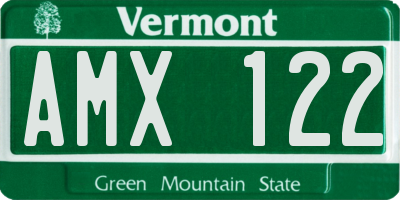 VT license plate AMX122