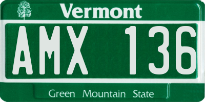 VT license plate AMX136