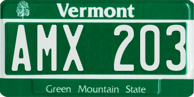 VT license plate AMX203