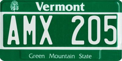 VT license plate AMX205