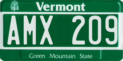 VT license plate AMX209