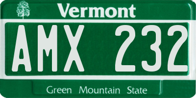 VT license plate AMX232