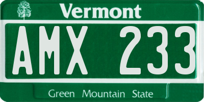 VT license plate AMX233