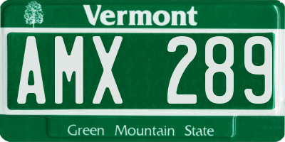 VT license plate AMX289